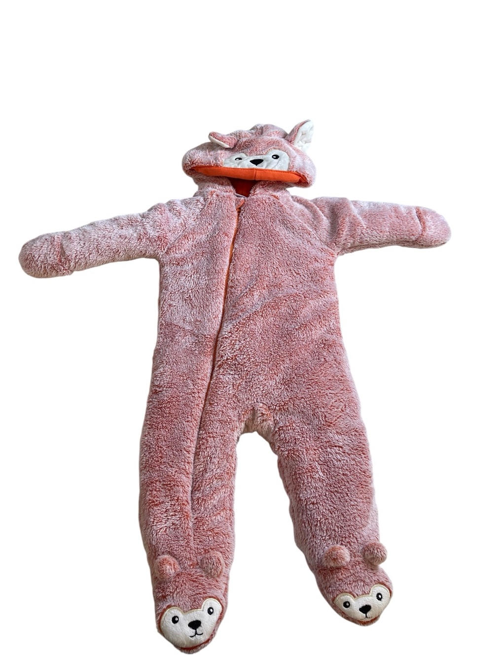 Koala Baby orange Plush fox‎ Zip Up One Piece Bunting Snow Suit 6-9 mo